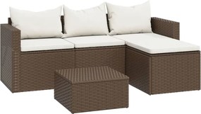 vidaXL Set de șezlonguri de grădină, maro, poliratan