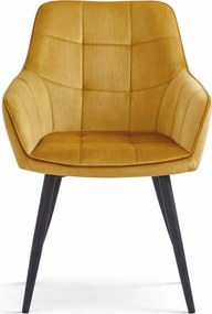 Scaun de masă VARSI VELVET cu picioare negre, mustar