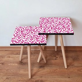 Set 2 Masute Auxiliare 2SHP378, MDF, Alb / Fuchsia