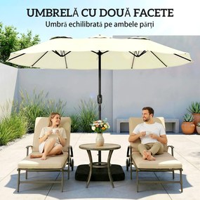 Outsunny Umbrelă Dublă de Grădină 3x1.5 m, Umbrelă de Exterior cu Sac de Nisip, Anti UV 50+, Bej | Aosom Romania