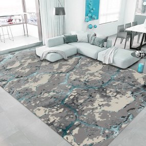 Covor Modern Living, Dormitor Dreptunghiular Milano 0595B Turcoaz (Alege dimensiunea: 100 x 200)
