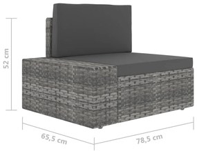 Canapea de colt modulara cu cotiera dreapta, gri, poliratan 1, Gri, Canapea de colt (cotiera dreapta)