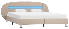 Cadru pat cu LED, cappuccino, 180 x 200 cm, piele ecologica Cappuccino, 180 x 200 cm