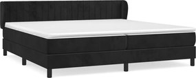 vidaXL Pat box spring cu saltea, negru, 200x200 cm, catifea