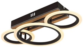 Plafoniera LED CCT BLEVINS riflaj MDF cu efect de lemn