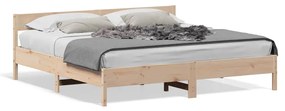 3216209 vidaXL Cadru pat cu tăblie 200x200 cm, lemn masiv de pin
