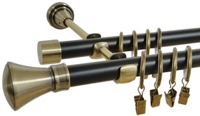 Galerie dubla duo Prince 19/19 mm negru aur antic (Alege marime: 120 cm)