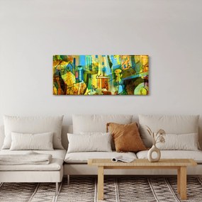 Tablou - Arhitectură, abstractizare cubistă (120x50 cm)