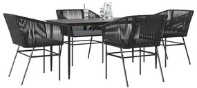 vidaXL Set de sufragerie de grădină 5 piese neagră Sticlă Poly Rattan