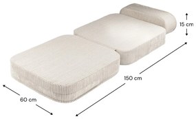 Fotoliu de copii crem cu tapițerie din catifea reiată Flip – Wigiwama