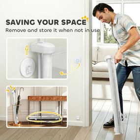 PawHut Barieră de protecție pentru scări Poartă de protecție pentru uși Extensibilă 0-140 cm cu operare cu o singură mână pentru animale de companie pentru scări uși Alb | Aosom Romania