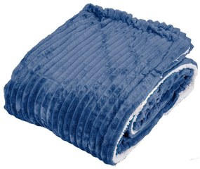 Patura din blana de miel sintetica/microplus cu dungi Culoare albastru deschis, 150x200 cm