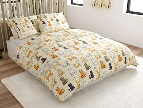 Lenjerie de pat din polibumbac COLORED CATS POLY crem Dimensiune lenjerie de pat: 2 buc 70 x 90 cm | 200 x 220 cm