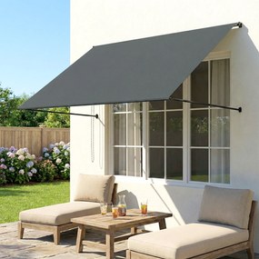 Outsunny Markiză manuală retractabilă Înclinare reglabilă 195 x 120 cm protecție UV aluminiu poliester gri închis | Aosom Romania