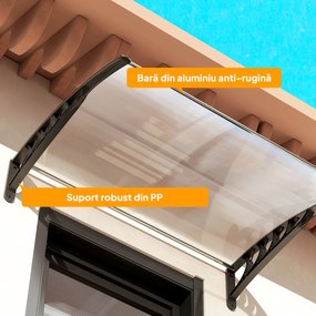 Outsunny Copertină Curbată pentru Exterior cu Panouri din Policarbonat și Sistem de Fixare Inclus | Aosom Romania