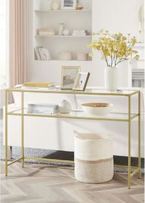 Consola Carolina din sticla si metal culoare auriu, 90x80x30 cm