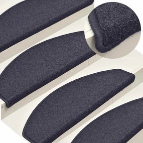 vidaXL Covorașe pentru scări, 30 buc., 65x24x4 cm, gri închis și albastru, semirotunde, mari