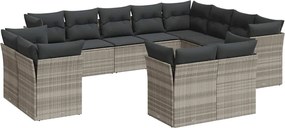 vidaXL Set canapele de grădină cu perne, 12piese gri deschis poliratan