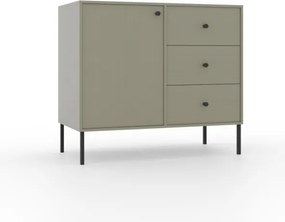 Comodă cu usa si trei sertare, 84x41x74 cm, Tili System. ADRK Furniture (Culoare: Bej nisip / Bej nisip)