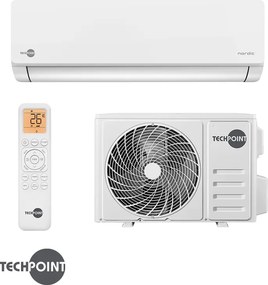 Aparat de aer conditionat cu invertor TechPoint NPT 09 X-PRO NORDIC, 9000 BTU, 17 m², A++, Wi-Fi, R-32, Golden Fin, Alb