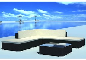 42086 vidaXL Set mobilier de grădină cu perne, 6 piese, negru, poliratan