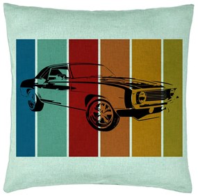 Perna Decorativa, Model Retro Car, 40x40 cm, Verde Menta, Husa Detasabila, Burduf