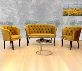 Set canapea Milano Relax Homs textil mustar gold