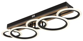 Plafoniera LED CCT BLEVINS riflaj MDF cu efect de lemn