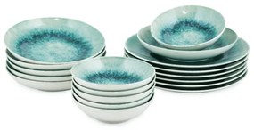 Set de veselă din porțelan, 18 piese, albastru