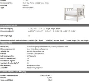 Fotoliu de interior/ exterior elegant design LUX Cap-Ferrat, sand 113740 HZ