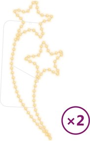 vidaXL Șir de lumini în formă de stea, 2 buc. alb cald 125,5x53x4,5 cm