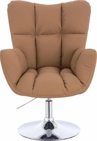 HR650N Scaun Caramel Piele Ecologica Premium Soft cu Bază Cromata
