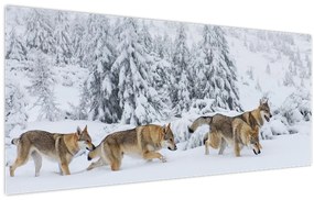 Tablou - Lupi în munți (120x50 cm)