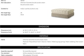 Taburete design LUX Dorantes, Boucle sonata crem