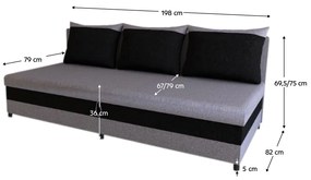 Canapea cu spaţiu de depozitare, negru/gri deschis, PABLO