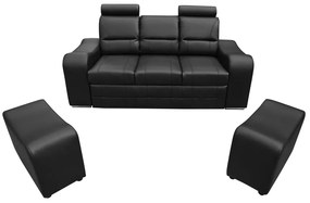 Zondo Canapea trei locuri Wendell (negru) (cu taburete). 1031762