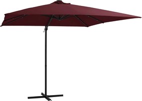 vidaXL Umbrelă în consolă de grădină cu LED-uri, roșu bordo 250x250 cm