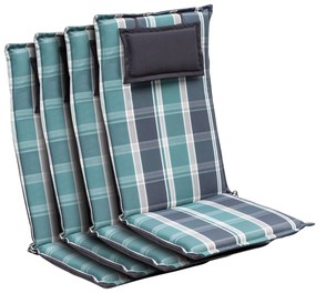 Donau, pernă, pernă pentru scaun, spătar înalt, pernă scaun de grădină, poliester, 50 × 120 × 6 cm, 2 × pernă
