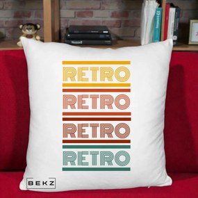 Perna Decorativa RETRO Text Multicolor, 40x40 cm, Alb Pufos, Husa Detasabila, Perna Inclusa, BEKZ®