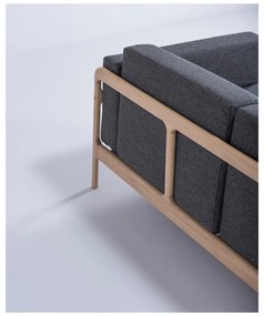 Canapea cu structură din lemn de stejar Gazzda Fawn, 180 cm, gri închis