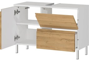 Dulap alb sub chiuvetă cu aspect de stejar 80x56 cm Torrance - Germania