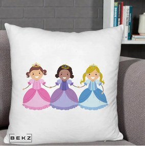 Perna Personalizata Printese Diverse Ilustratie, 40x40 cm, Alb Pufos, Husa Detasabila, Perna Inclusa, BEKZ®