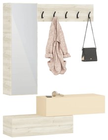 Cuier Diego, Stejar Alb/Crem Satin, 140 x 28 x 180 cm