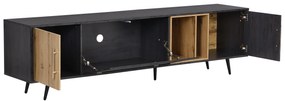 Mobilier TV cu textură gri, 3 uși și spațiu deschis, Gri | Aosom Romania