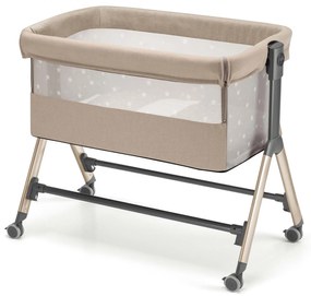 Patut, Sempreconte, co-sleeper 2 in 1, Cu laterala culisanta, Cu setare unghiulara, Cu roti, Reglabil in 8 pozitii pe inaltime, Bej