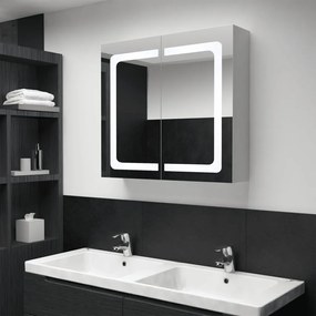 Dulap de baie cu oglinda si LED, 80x12,2x68 cm