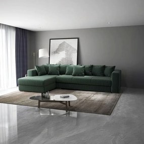 Colțar extensibil dumonde cu ladă de depozitare si sezut confortabil din spuma high-density, Gloria Ambience Green 320x183 cm