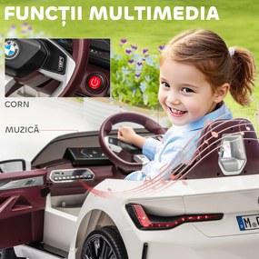 HOMCOM Masinuta Electrica pentru Copii BMW i4 cu Licenta de 12V cu Telecomanda, Baterii Portabile, Muzica, Claxon, pentru 3-6 ani Alb | Aosom Romania