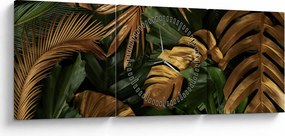 Tablou - Frunze aurii (cu ceas) (90x30 cm)