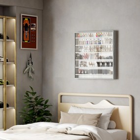 HOMCOM Dulap Tip Vitrină de Expoziție cu Rafturi Reglabile, Montată pe Perete, Negru | Aosom Romania